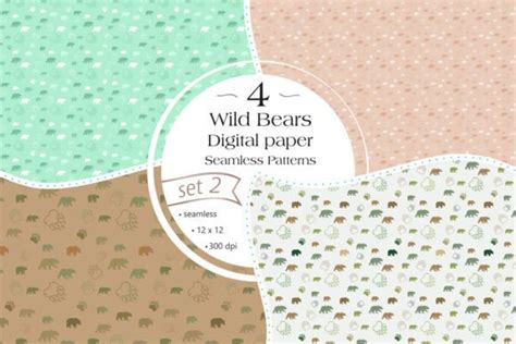 Wild Bears Digital Paper Set 2 Graphic By Digital Mojito · Creative Fabrica