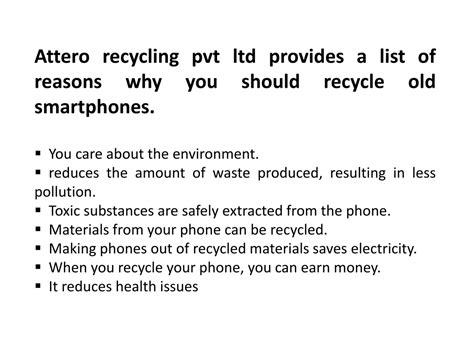 Ppt Attero Recycling Pvt Ltd Why And How To Recycle Your Old Mobile