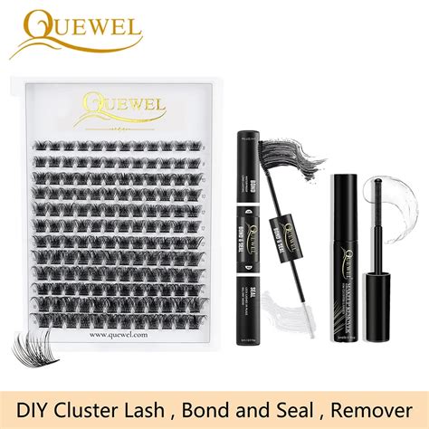 Quewel DIY Lashes Kit 144Pcs Cluster Eyelash Extension With Bond And