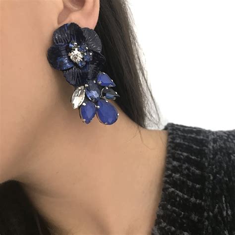 Orecchini Pendenti Con Fiore Blu Cod Jm Marie Gioielli