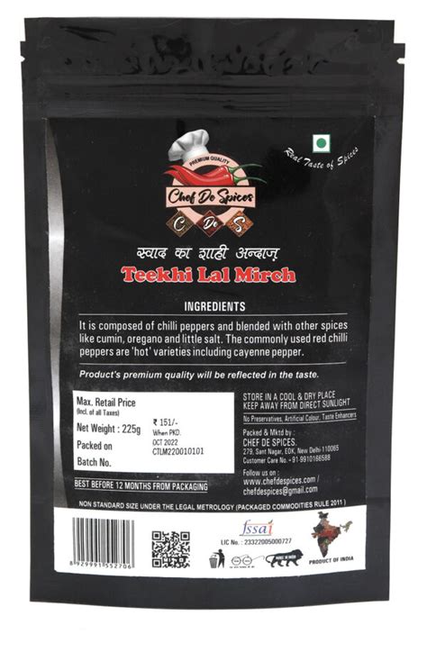 Teekhi Lal Mirch 225 Gm Chef De Spices