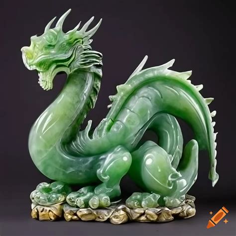 Realistic Jade Dragon Statue On Craiyon