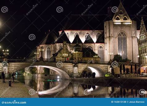 Illuminated Saint Michael S Bridge Sint Michielsbrug And Saint Michael