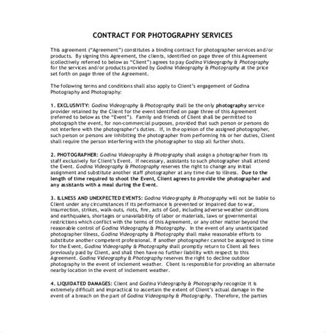 20+ Photography Contract Template