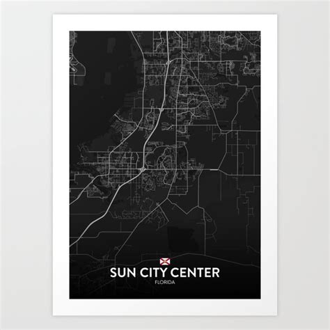 Sun City Center, Florida, United States - Dark City Map Art Print by ...