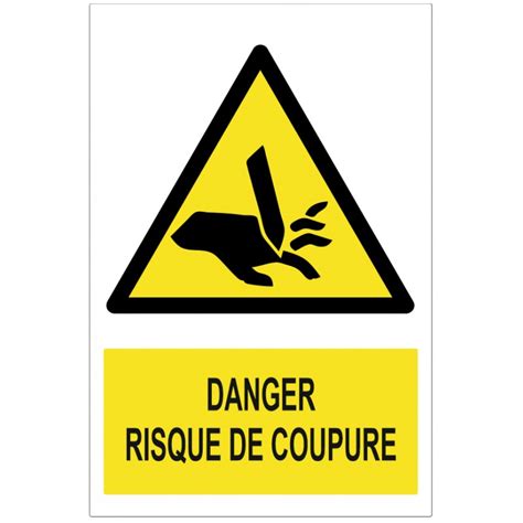 Panneau Risque Coupure Main Sticker Communication