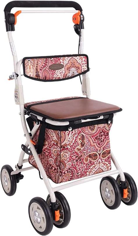 Walker With Seat And Wheels Rollators 4 Wheel With Seat Folding Lightweight Walking Aids