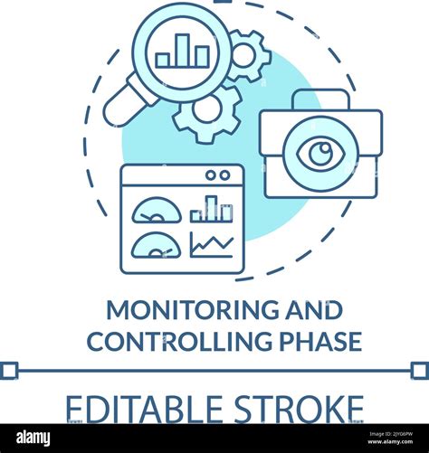 Monitoring And Controlling Phase Turquoise Concept Icon Stock Vector