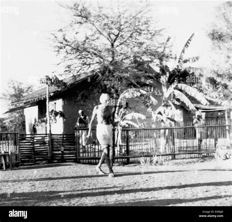 Mahatma Gandhi In Front Of His Hut At Sevagram Ashram 1940 Mahadev