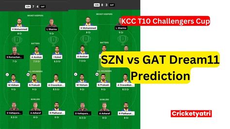 Szn Vs Gat Dream Prediction In Hindi Dream Team Fantasy Cricket