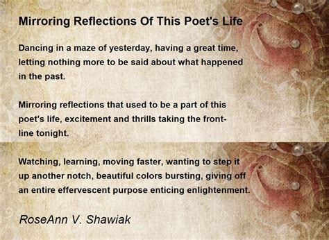 Mirroring Reflections Of This Poet S Life By Roseann V Shawiak Mirroring Reflections Of This