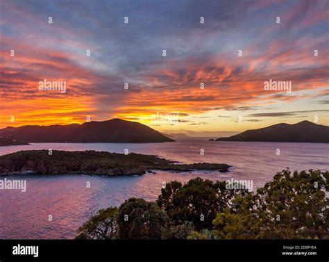 British Virgin Islands Dramatic Caribbean Sunset Captured From Great