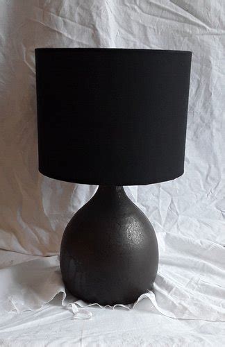 Deutsche Vintage Tischlampe Mit Schwarzem Grauem Keramikfu Und