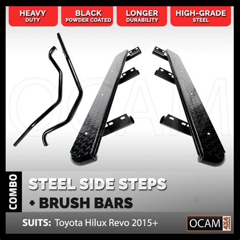 OCAM Steel Side Steps and Brush Bars For Toyota Hilux Revo 2015+ 4X4 4WD | eBay