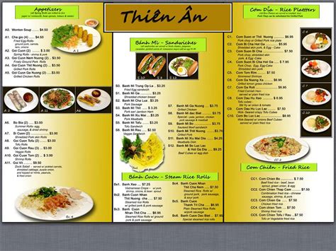 Thien An Has Reopened; Here's a Look at the Menu - Eater Houston