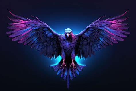Illustration Flying Vulture Neon Rim Free Photo Illustration Rawpixel
