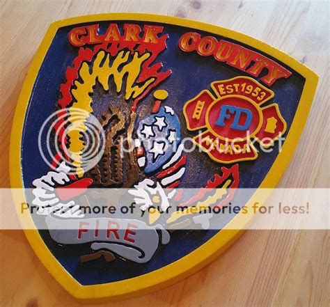 Fire Department Clark County routed carved plaque Patch Sign Carved | eBay