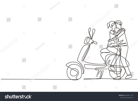 Single Continuous Line Drawing Scooter Travel Royalty Free Stock