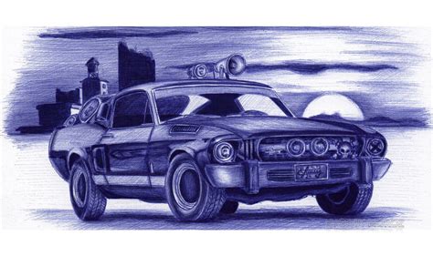 Shelby Mustang GT500 1967. Ballpoint pen drawing by EvgeniyMoroz on ...