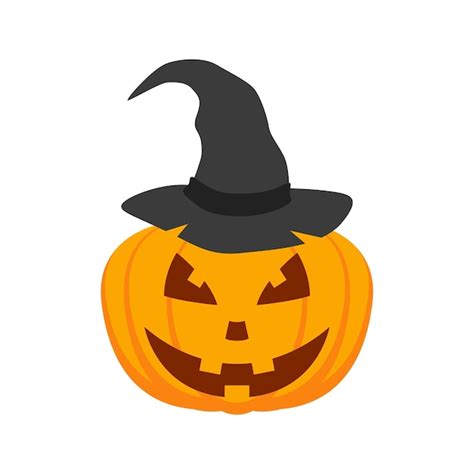 Calabaza De Halloween Con Sombrero Aislado Sobre Fondo Blanco Vector