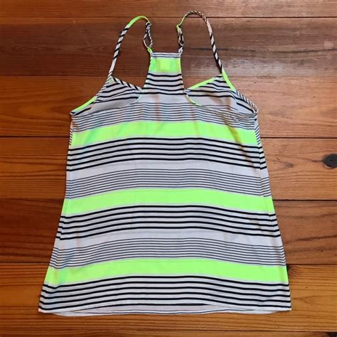 J Crew Tops J Crew Neon Green Striped Tank Top Euc 2 Poshmark