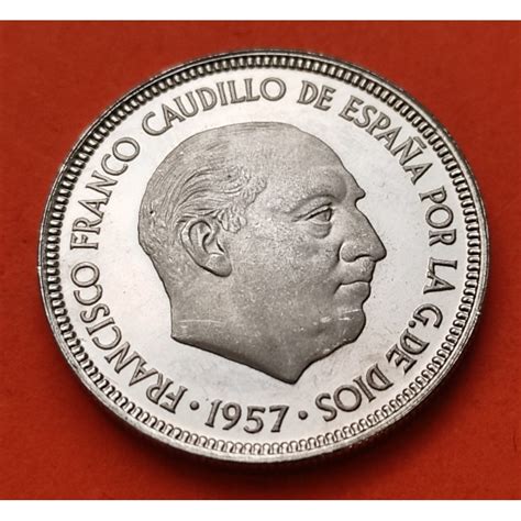 ESPAÑA 5 PESETAS 1957 74 FRANCO PROOF PRUEBA CARTERA FNMT