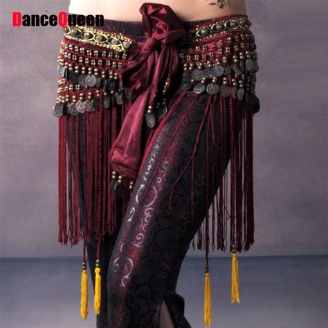 New Tribal Belly Dance Coins Hip Scarf Tassel With Copper Tribe Belly