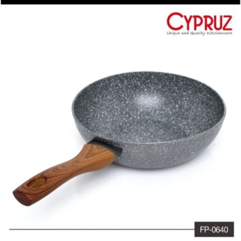 Jual Teplon Pan Cypruz Fp Wok Cm Marble Gg Kayu Anti Lengket