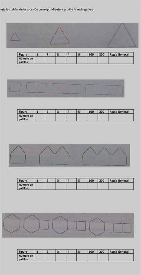 Completa Las Siguientes Sucesiones Y Escribe La Regla General