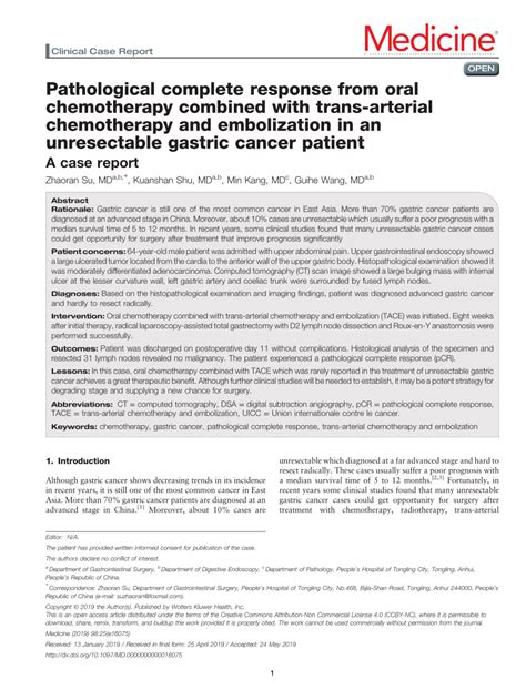 Pdf Pathological Complete Response From Oral Chemotherapy Combined