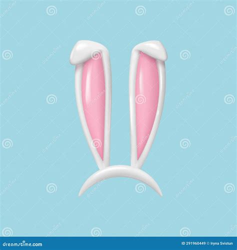 Realistic Easter Bunny Ears Isolated 3d White Hare Ears Funny Rabbit