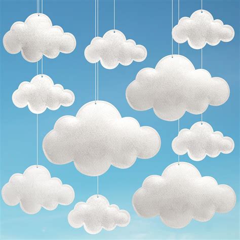 Ayfjovs 8pcs 3d Hanging Cloud Set With Moon And Stars For