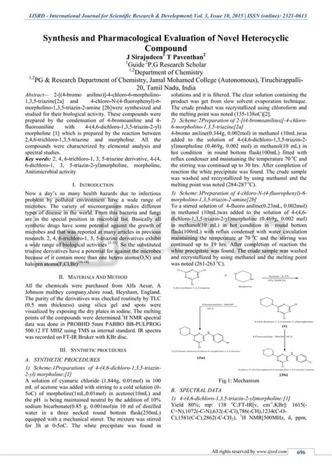 Synthesis And Pharmacological Evaluation Of Novel Heterocyclic Compound