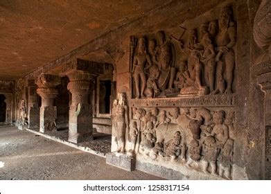 Relief Carvings Kailasa Kailash Temple Ellora Stock Photo