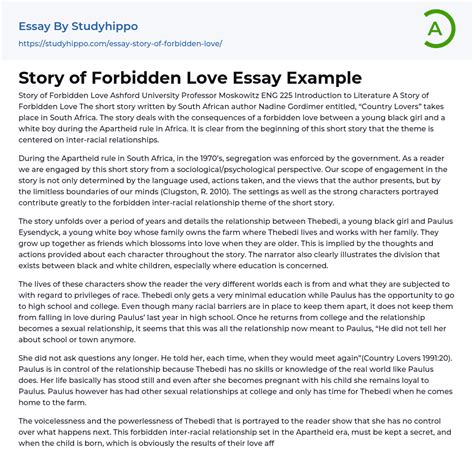 Story Of Forbidden Love Essay Example