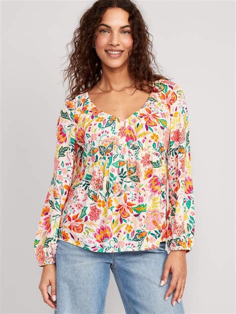 Long Sleeve V Neck Crinkled Boho Top For Women Old Navy Blouse Pattern Free Cropped Tube Top