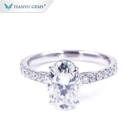 Tianyu Gems K White Gold Classic Moissanite Ring Luxury Prong Setting