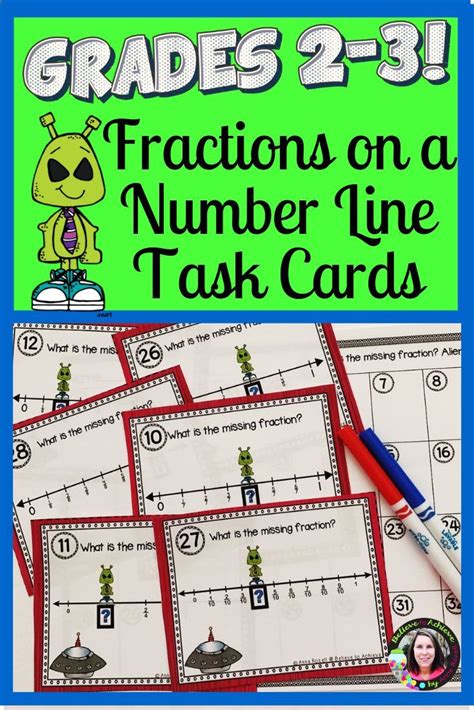 Fractions On Number Lines Task Cards Alien Theme Math Lesson Plans