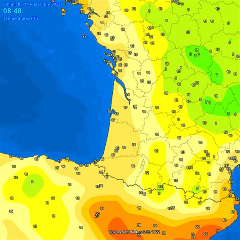 Meteociel Archives des températures observées en Zoom Sud Ouest France