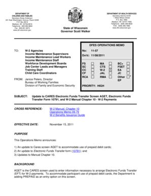 Fillable Online Dhs Wisconsin OM 11 57 Update To CARES Electronic