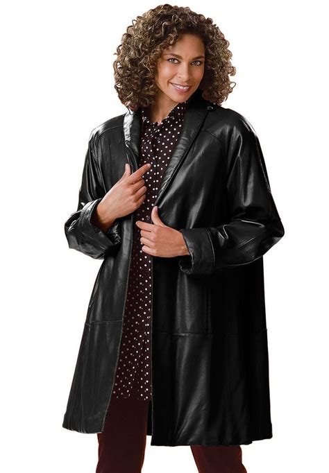 Plus Size Coat Swing Style In Leather Leather Coat Womens Plus Size Coats Plus Size Outfits