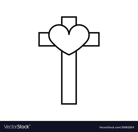 Cross Heart Icon In On White Background Royalty Free Vector