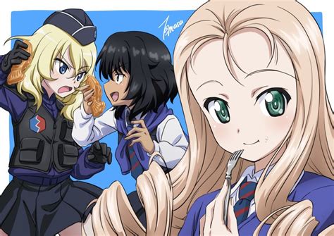 Andou Oshida And Marie Girls Und Panzer Drawn By Katorifuta Danbooru