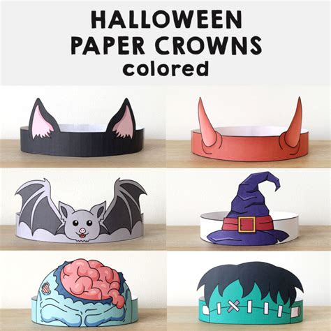 Halloween Paper Hats Spooky Day Printable Paper Costume Craft | Made By ...