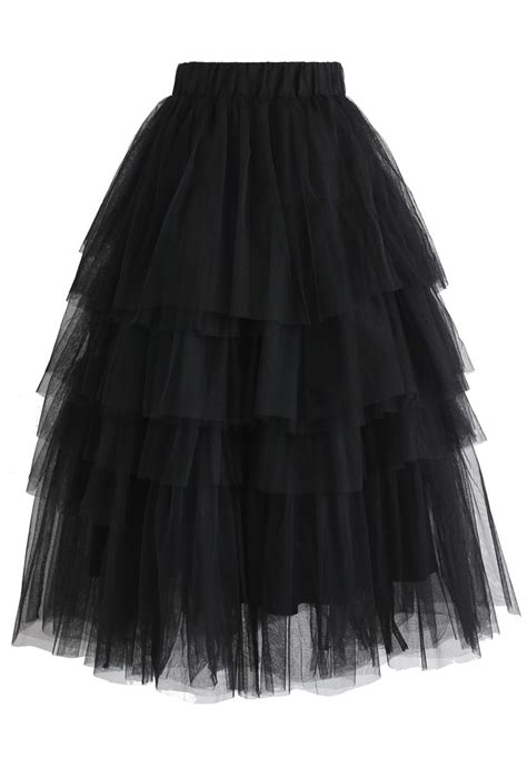 Love Me More Layered Tulle Skirt In Black Retro Indie And Unique Fashion