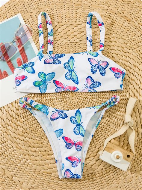 Butterfly Print Bikini Swimsuit Shein Usa