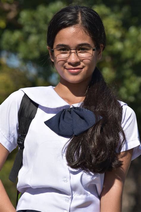 Serious Cute Filipina Person Wearing Glasses Stock Image Image Of