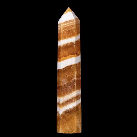 Large Polished Banded Honey Calcite Towerpoint Majestic Quartz