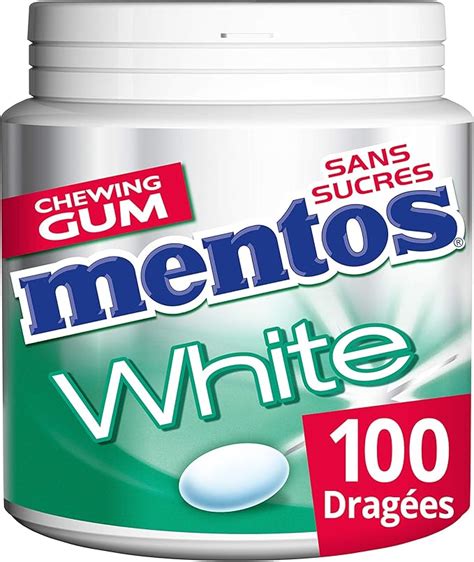 MENTOS GUM Bouteille de 100 Dragées White Menthe Verte 150 g Amazon