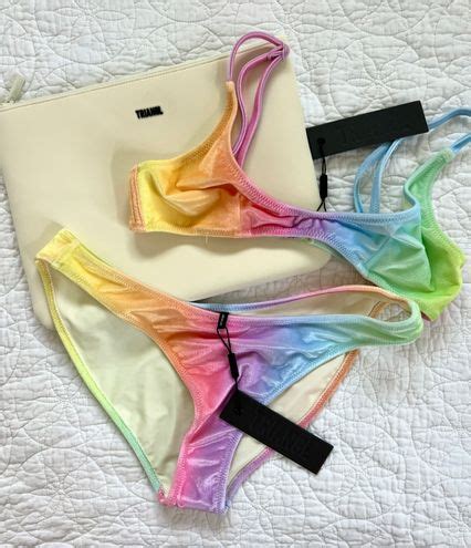 Triangl Nwt Maia Rainbow Velvet Bikini Bag Multiple Size M